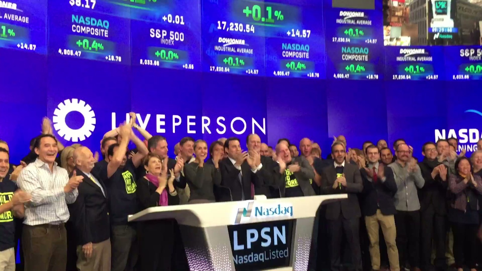 Rob LoCascio ringing the NASDAQ opening bell, video clip